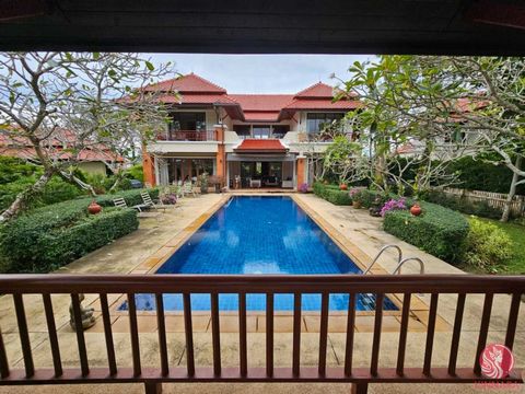 Welcome to this exceptional home located in the prestigious Laguna Homes, offering breathtaking views of the wide part of the canal (Khlong), the golf course, Chergntalay hills, and the most picturesque sunsets. Surrounded by landscaped gardens both ...