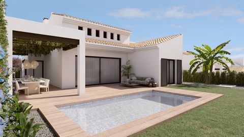 New build villas in algorfa New Build Mediterranean style villas in La Finca Golf course, Algorfa. New Build villas with 3 bedrooms, 2 bathrooms, an open plan kitchen with living area where patio doors leading out into the garden with swimming pool a...