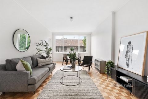 Love the northern sunlight, classic proportions and stylish quality of this radiant two bedroom solid brick apartment. Greeted with parquetry timber floors, this fabulous retreat enjoys a wide entrance to the north facing living and dining room, an i...