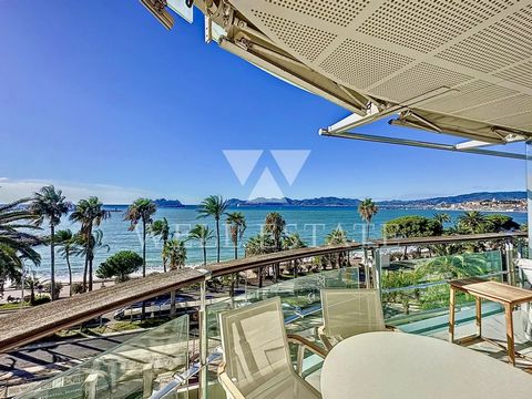 Ideally located in the heart of the Croisette, in a luxurious, secure residence on a high floor, this 90 m² apartment offers refined, luxurious finishes. It comprises a large living room with sea view and terrace, an open-plan fitted and equipped kit...