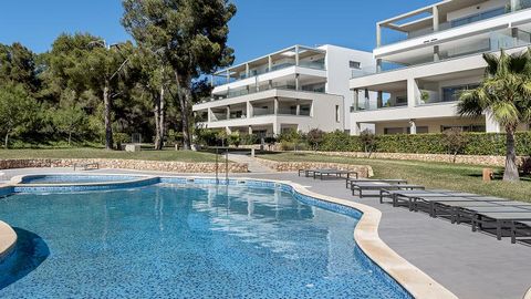 EXCLUSIVE WITH US: Luxury apartement with fantastic views in a noble residential complex in 1st line to the golf course in the south-west of Mallorca. The modern property is located on the 2nd floor of the exclusive residential complex. The apartemen...