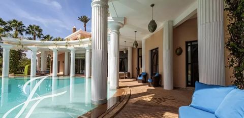 This property is brillantly located in the ultra exclusive Palmeraie of Marrakech, less than 20 minutes from downtown Marrakech and a mere 10 minutes from major golf courses. The architect wished to revive the spirit of the Palais Rhoul that he previ...