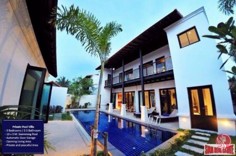 A new two storey luxury pool villa is being offered for sale in a quiet area of Cherng Talay. The home has three ensuite bedrooms plus a guest bath. The interior is very spacious with clean lines and a modern look and is very tastefully decorated. Th...