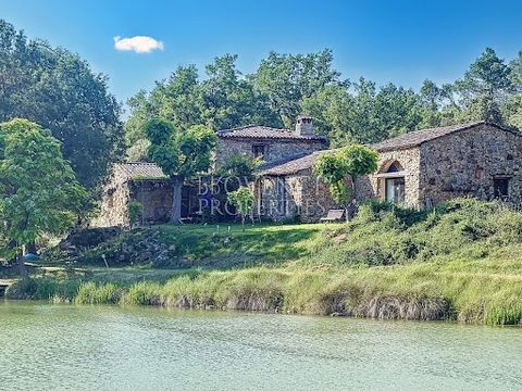 Au calme absolu, entouré de forêt, propriété agricole offrant un mas en pierre de 200 m2 habitables, un cabanon indépendant en pierres de 67 m2, un hangar de 140 m2, un abri de 575 m2 avec production d'électricité sur le toit, 83 hectares : 50 hectar...