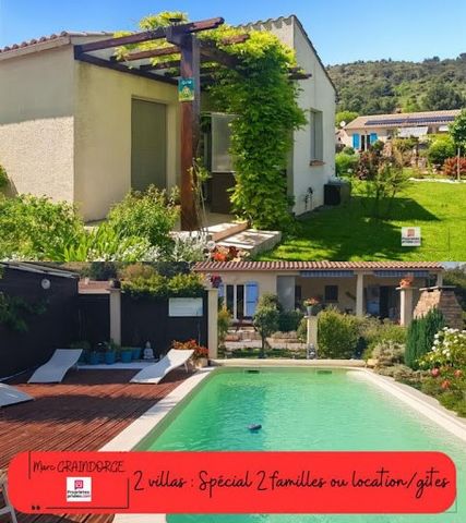 Real estate complex with 2 independent single-storey villas (3 apartments) on a magnificent wooded plot of ±1680 m² with heated swimming pool Located in the heart of the Corbières, near Lagrasse and Carcassonne, in Rieux-en-Val, this recent real esta...