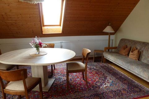 Our holiday apartment (approx. 80sqm) has a separate entrance and balcony as well as a kitchen, bathroom and toilet. Two bedrooms with a total of four beds. Also a cozy one. Living/dining room is available! For small children we offer a cot and possi...