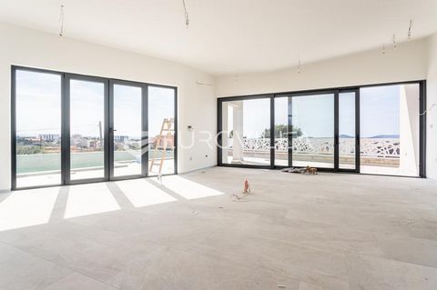 Vodice, soon to be fully completed, a modern semi-detached building divided into two floors. The ground floor is divided into three bedrooms with attached bathrooms, and a basement/engine room for the pool. Internal stairs lead to the upper floor, wh...