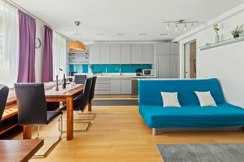Highly functional and fully furnished our Exclusive one-bedroom apartment is the perfect choice for couples, solo and business travelers who are planning to stay in the center of Vienna for several weeks or months. Colorful interior design, soft text...