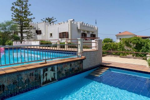 These four semi-detached houses with a communal pool are idyllically situated between wonderful gardens with stunning views of the sea and the White Mountains. The beautiful sandy beach of Stalos is only 500 meters away. A spacious sun terrace with a...