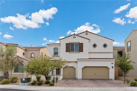 Stunning home in one of Skye Canyon's most sought-after gated communities! This impressive 3089 sqft residence features 5 spacious bedrooms, 4 full bathrooms, & a versatile loft. Brand new flooring throughout home. A standout feature is the rare 3-ca...