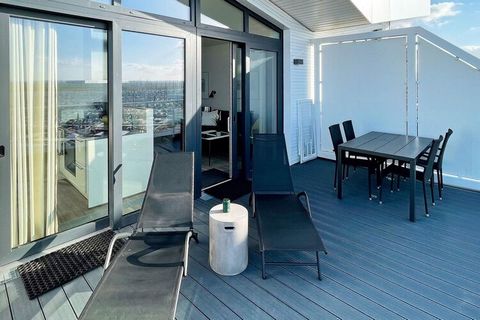 TYPE F. Appartement de vacances avec luxe et confort ainsi qu'une grande terrasse ou un balcon face à l'eau - situé sur le front de mer à Marina Wendtorf. Depuis le salon et la chambre principale, vous avez une belle vue panoramique sur la mer Baltiq...