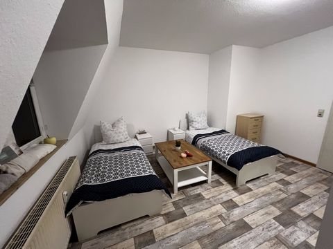 Welcome to our spacious apartment in Halle! With 7 beds, it offers the ideal accommodation for companies and groups looking for a comfortable and practical place to stay. The apartment is specially designed to meet the needs of companies. It offers e...