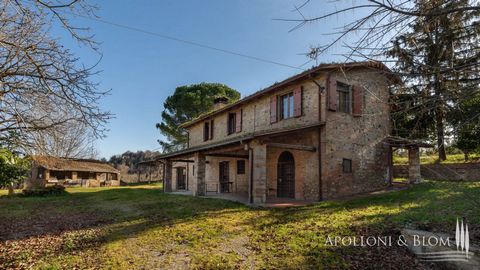 In a panoramic setting, classic stone country house with pool, guest house, garage, deposit, partly to be updated, for sale near Città della Pieve. Nestled in the heart of the picturesque Umbrian countryside, just a few minutes from the historic cent...