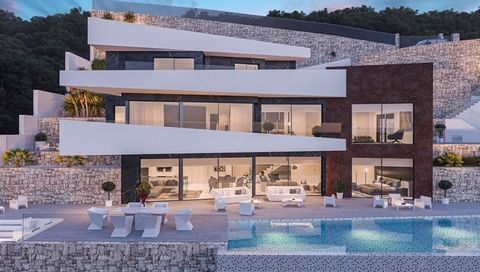 Villa de diseño moderno en venta con vistas abiertas al mar hacia Calpe Ubicación Esta villa de diseño de nueva construcción con vistas al mar se encuentra en la urbanización Raco de Galeno en Benissa. Una reciente urbanización en desarrollo con lujo...