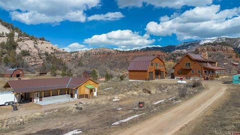 Welcome to your dream retreat in the picturesque Falls Creek valley, nestled at the foot of Animas Mountain, just a scenic 8-minute drive from downtown Durango, Colorado. This captivating rustic log home boasts 4,100 square feet of living space sched...
