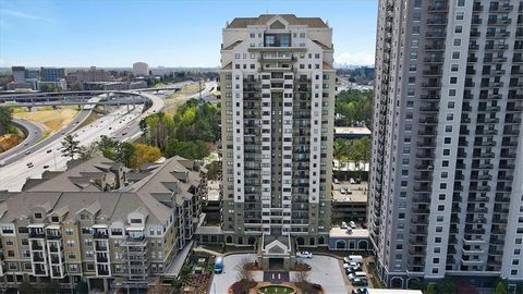 Beautiful High-rise condominium nestled in Sandy Springs. This 2 bedroom, 2 bathroom condo has an open floor plan connecting the kitchen, dining area, and living room. Kitchen is updated with new granite countertops, stainless steel appliances, and h...