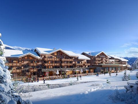 Explore Orso, nestled on the snow front at the foot of the Moretta Blanche slope in La Tania. Discover our superb three-room apartment, perfectly combining comfort and elegance, comprising a living room with fitted kitchen, two double bedrooms, one o...