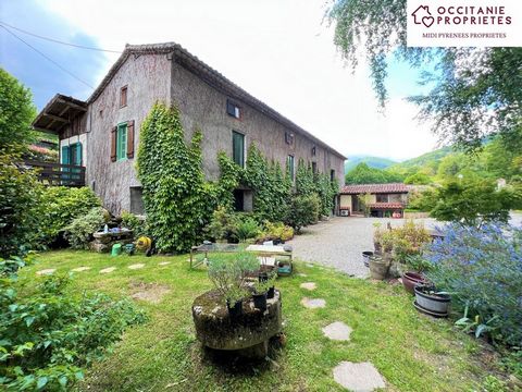 Magnificent water mill (founded in title for water right) 325m2 converted into a house and 3 gîtes with swimming pool, outbuilding on a plot of about 8,900m2 about 10 minutes from Foix. Main house (170m2): kitchen 21m2, dining room 20m2 with wood bur...