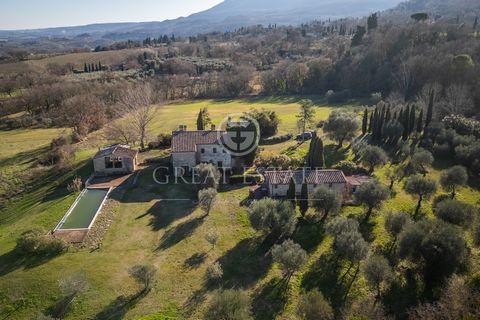 In Sarteano, between Val d'Orcia and Valdichiana, a fabulous estate with a pool and about 4 hectares of land with an olive grove is for sale. This charming property of about 800 square meters is accessed via a private driveway and consists of a main ...
