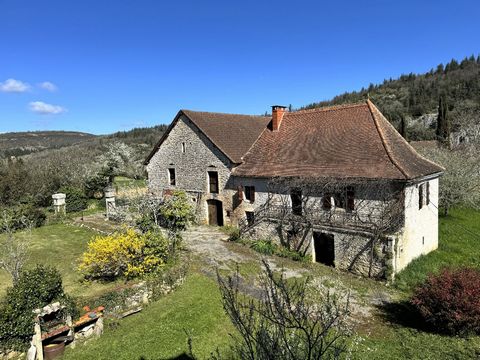 In a charming and typical village in the Lot valley, 30' from Cahors and 15' from St Cirq Lapopie, on the famous GR46, come and discover the tranquility and potential of this old farm comprising 4 buildings. This authentic set makes it possible to ac...