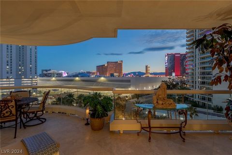 Make Las Vegas your Home Today! Gorgeous home in the skies on the 7th floor w/ private foyer entrance showcasing 2,805 sq.ft. w/stunning large stone slab floorings. This residence overlooks the Strip, Downtown, Mountains, & community pool. Floor to c...