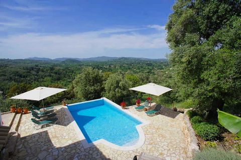 On the foothills of Mt. Pantokrator and in a secluded location offering privacy and tranquility, this modern villa offers amazing panoramic views and all modern amenities. Developed on a 1000 sqm plot the 150 sqm villa unfolds over two floors. The gr...