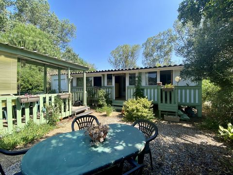 This leisure area less than 10 minutes' walk from the sea is ideal for lovers of nature and tranquility. Located in a green setting, we invite you to discover this superb leisure area of 334m2 enclosed and wooded. On site all year round, a closed awn...