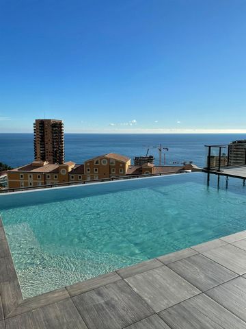 Very recent secure residence located a stone's throw from the Principality of MONACO, Beautiful furnished apartment with a terrace, high ceilings, composed of an entrance with storage, a main room with a furnished and equipped kitchen, a mezzanine of...