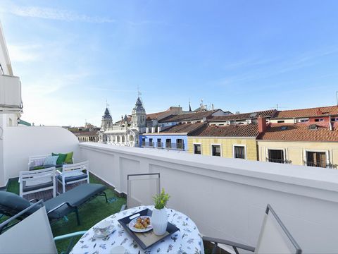 Our comfortable and elegant apartment adapted for 4 people, is located in the main street next to Puerta del Sol, has a great terrace to share pleasant moments. It has a double bed of 1.50 x 1.90. The sofa bed measures 1.40 x 1.90 Equipped with a ful...