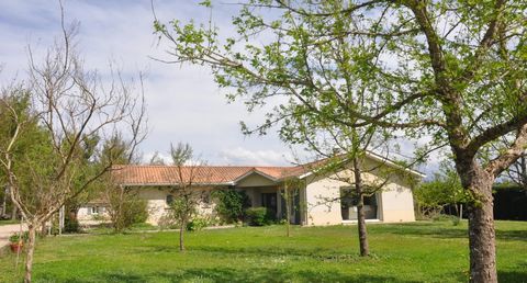 Detached house built in 2005, located south of Saint-Aulaye. Approx. 185 m² of living space including beautiful entrance hall, fitted kitchen, dining room, living room with fireplace, 4 bedrooms, dressing room, 2 bathrooms, separate toilet. In additi...