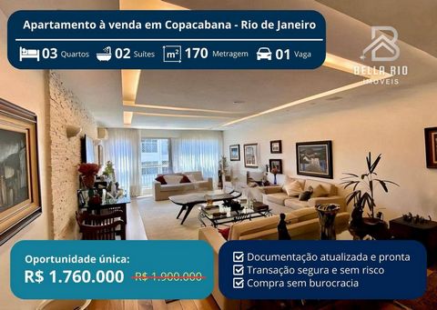 Este apartamento em Copacabana oferece 170m² de espaço generoso, composto por 3 quartos sendo 2 suítes, área de serviço e dependência completa proporcionando o ambiente perfeito para famílias que buscam comodidade e praticidade. Com uma vaga de garag...