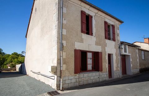 A semi-detached property with garage and a small garden in the heart of a village between Riberac and Aubeterre. Consisting of a large salon with wooden floor and wood burner, modern shower room on the ground floor, kitchen needs updating, small vera...