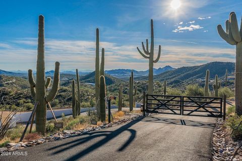 BRAND NEW MOUNTAINSIDE LUXURY HOME IN THE HILLS OF CAVE CREEK - 10+ ACRES - MESMERIZING CITY LIGHT VIEWS - PRISTINE AND UNOBSTRUCTED DESERT / SAGUARO CACTI / CANYON / MOUNTAIN VIEWS! Nestled near Elephant Mountain and minutes to the incredible Spur C...