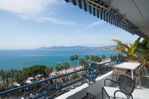 Ideally located on the Croisette next to the famous Martinez Hotel.This beautiful 2 bedroom apartment, on the 7th floor, offers a living area of 124 m2 with 2 nice terraces of 25 m2 together and offering an amazing sea view.The apartment has been com...