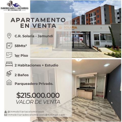 ¡EN VENTA! Lindo apartamento ubicado en el Conjunto Residencial SOLARIA - JAMUNDI. El apartamento consta de: 2️⃣ Piso No. 1 58M² Conjunto Residencial Solaria (Jamundí) Balcón ️ Sala comedor ‍ Cocina integral ️ 2 Habitaciones Estudio 2 Baños Patio Par...