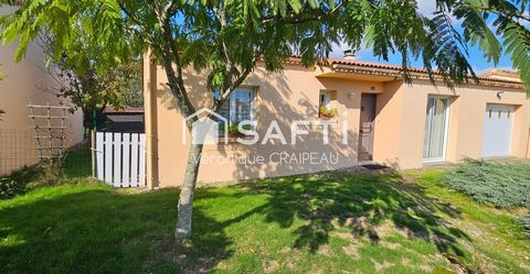 Maison de plain pied proche clinique avec 3 chambres, garage et abri-terrasse.